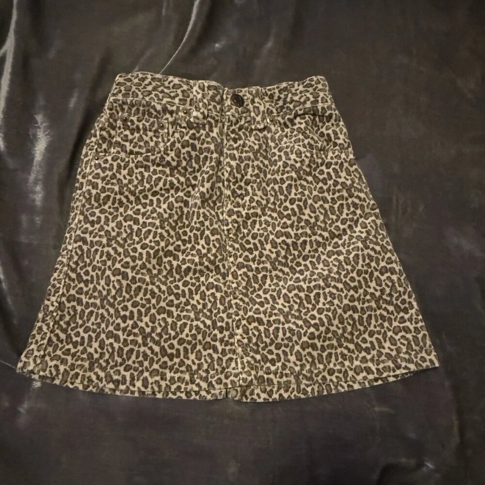 Vintage Y2K Baby Gap Leopard Print Cheetah Curdoroy Classic 5 Pocket Skirt Sz 4